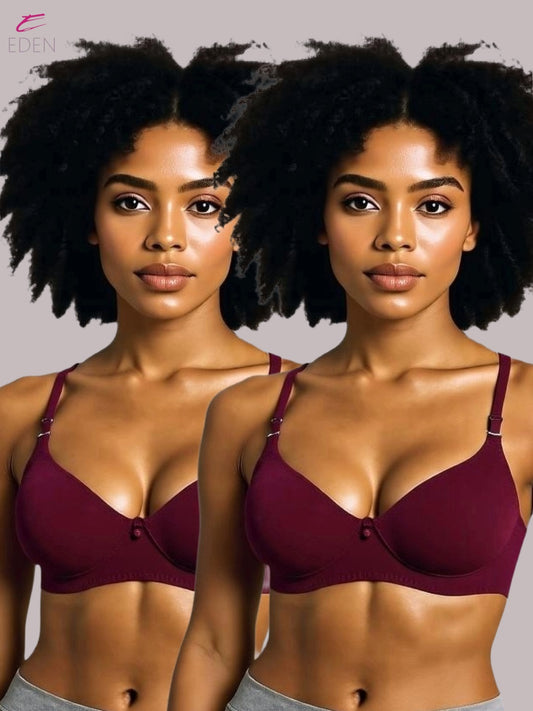 Wirefree ,Non Padded, Cotton ,Medium Coverage, Tshirt Bra ,Maroon