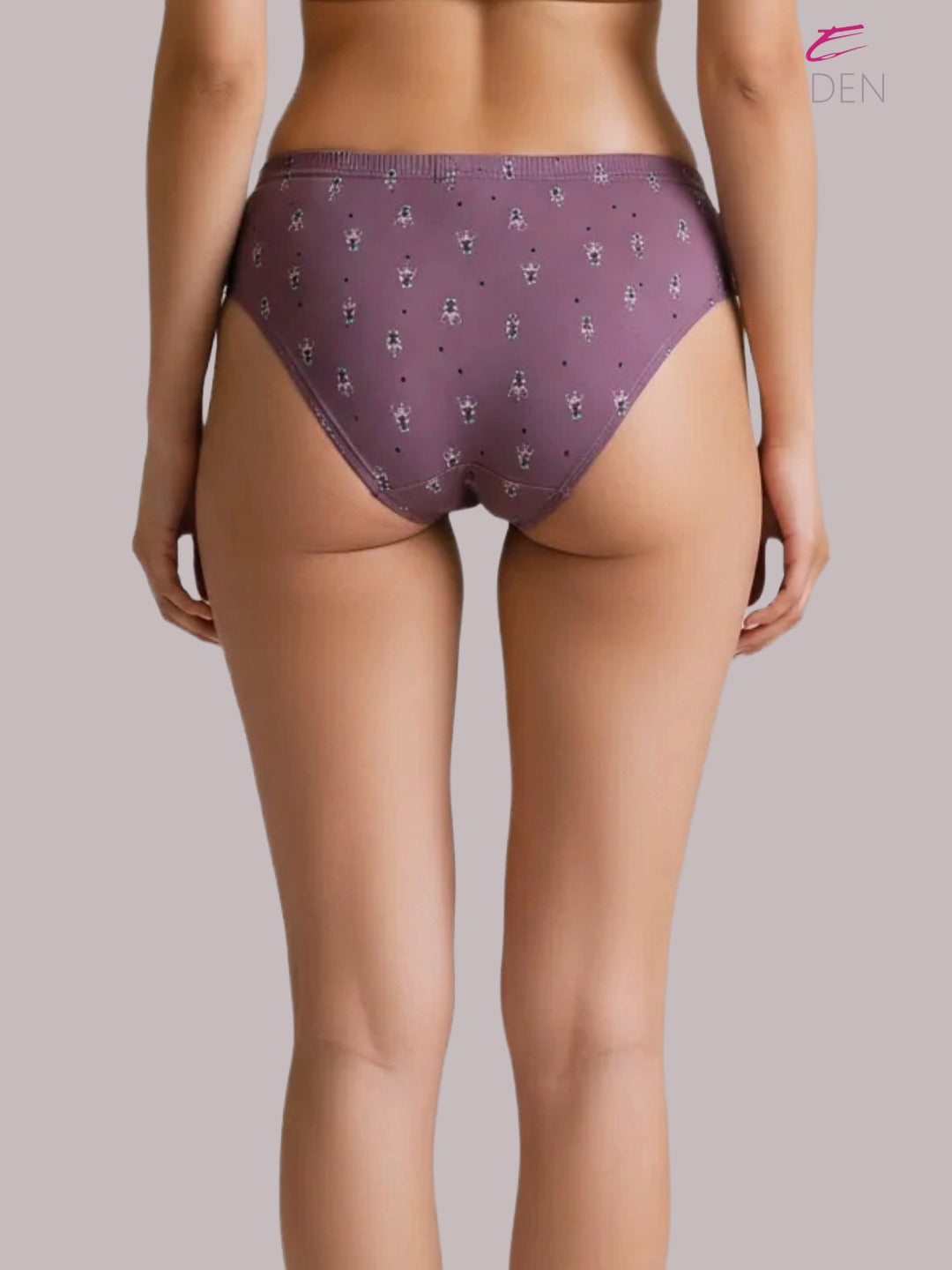 Eden ,Medium Rise, Full Coverage,  printed,Hipster Panty-IE051 ,Burgundy