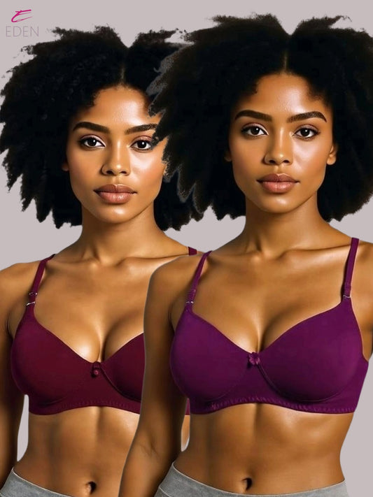 Wirefree ,Non Padded, Cotton ,Medium Coverage, Tshirt Bra ,Maroon-Wine