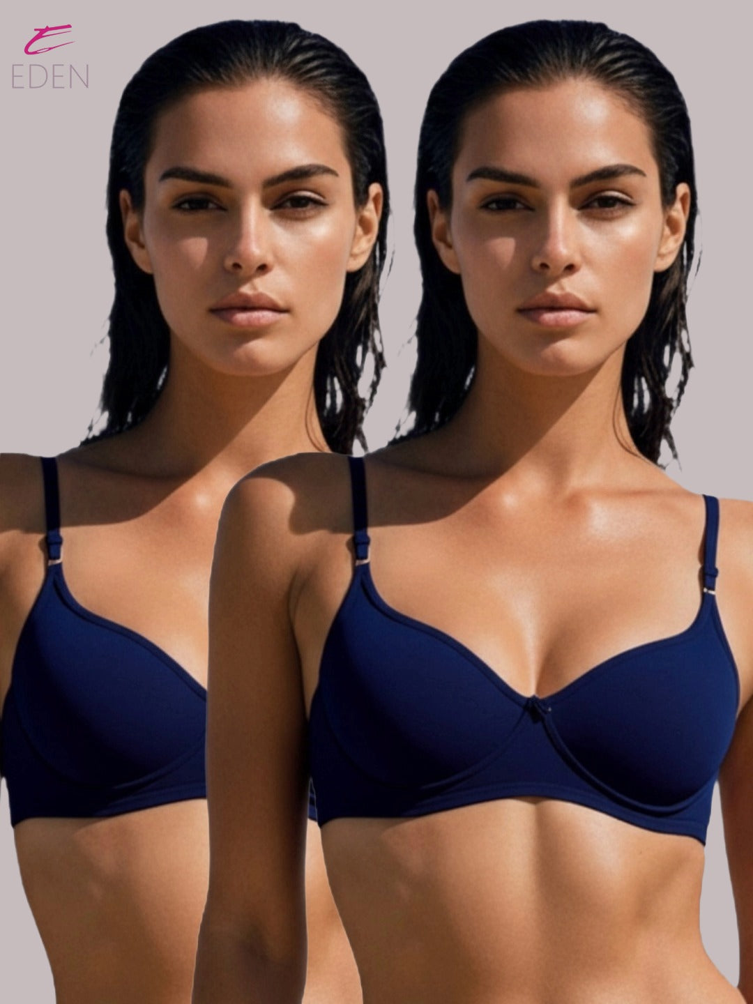 Wirefree ,Non Padded, Cotton ,Medium Coverage, Tshirt Bra ,Navyblue