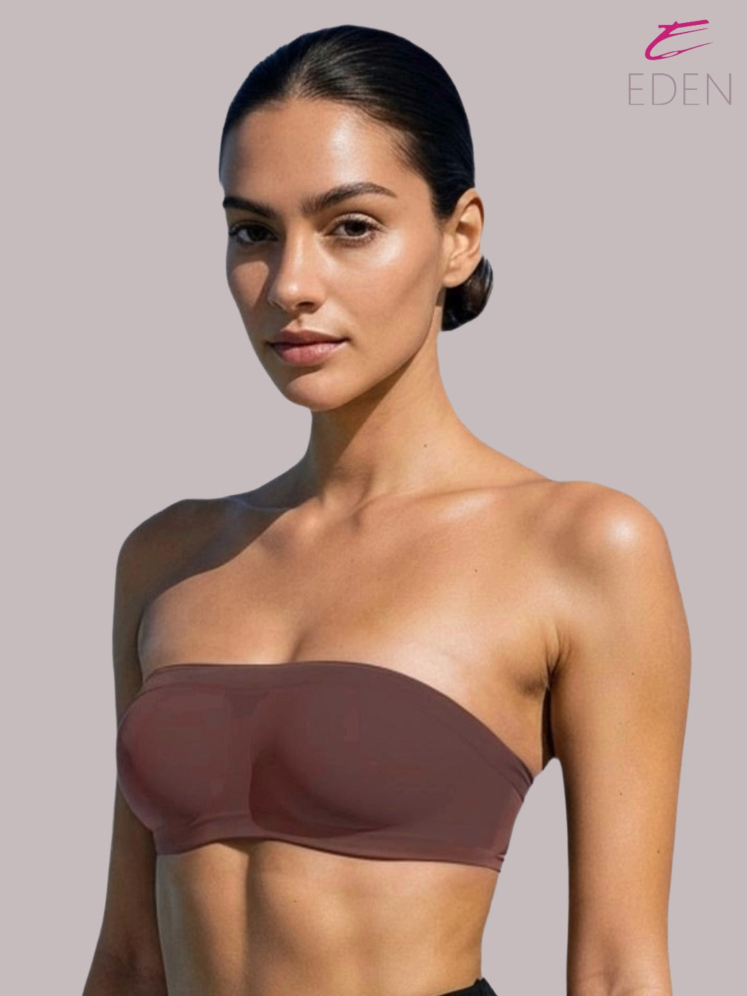 Non Padded, Non-Wired, Simply Soft, Strapless , Seamless, Bandeau Bra ,Slip On ,Nylon,Peat