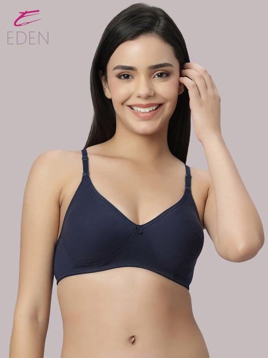 Lightly Padded, Non-Wired ,Simply Soft, T-Shirt Bra,Navyblue