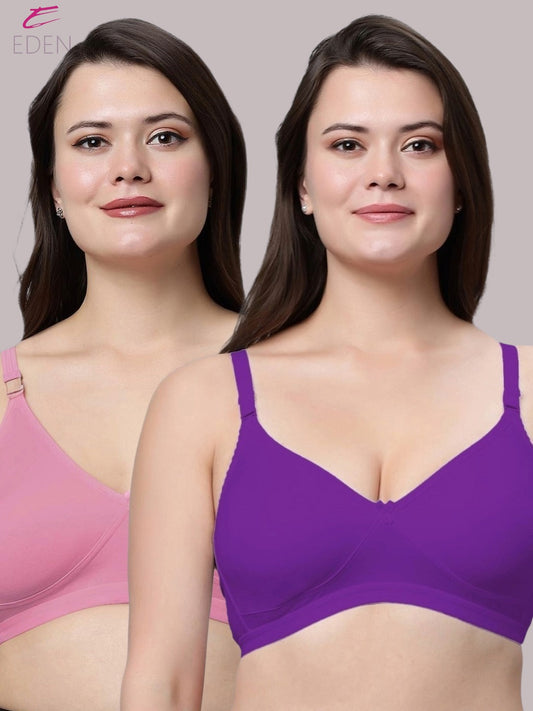Non Padded, Plus Size ,Super Combed ,Cotton Stretch, Full Coverage, Everyday Bra, Onionpink-Pink