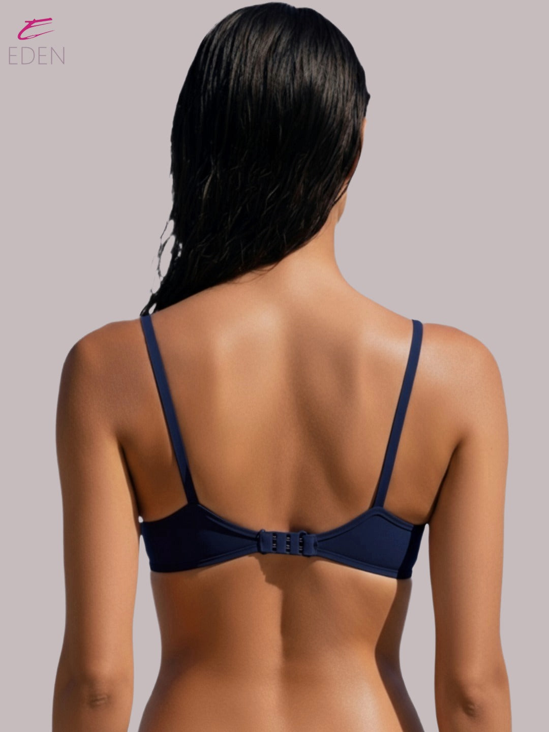 Wirefree ,Non Padded, Soft Cotton ,Medium Coverage, Tshirt Bra, Lace Styling,Navyblue