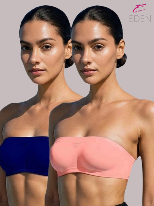 Non Padded, Non-Wired, Simply Soft, Strapless , Seamless, Bandeau Bra ,Slip On ,Nylon,peach