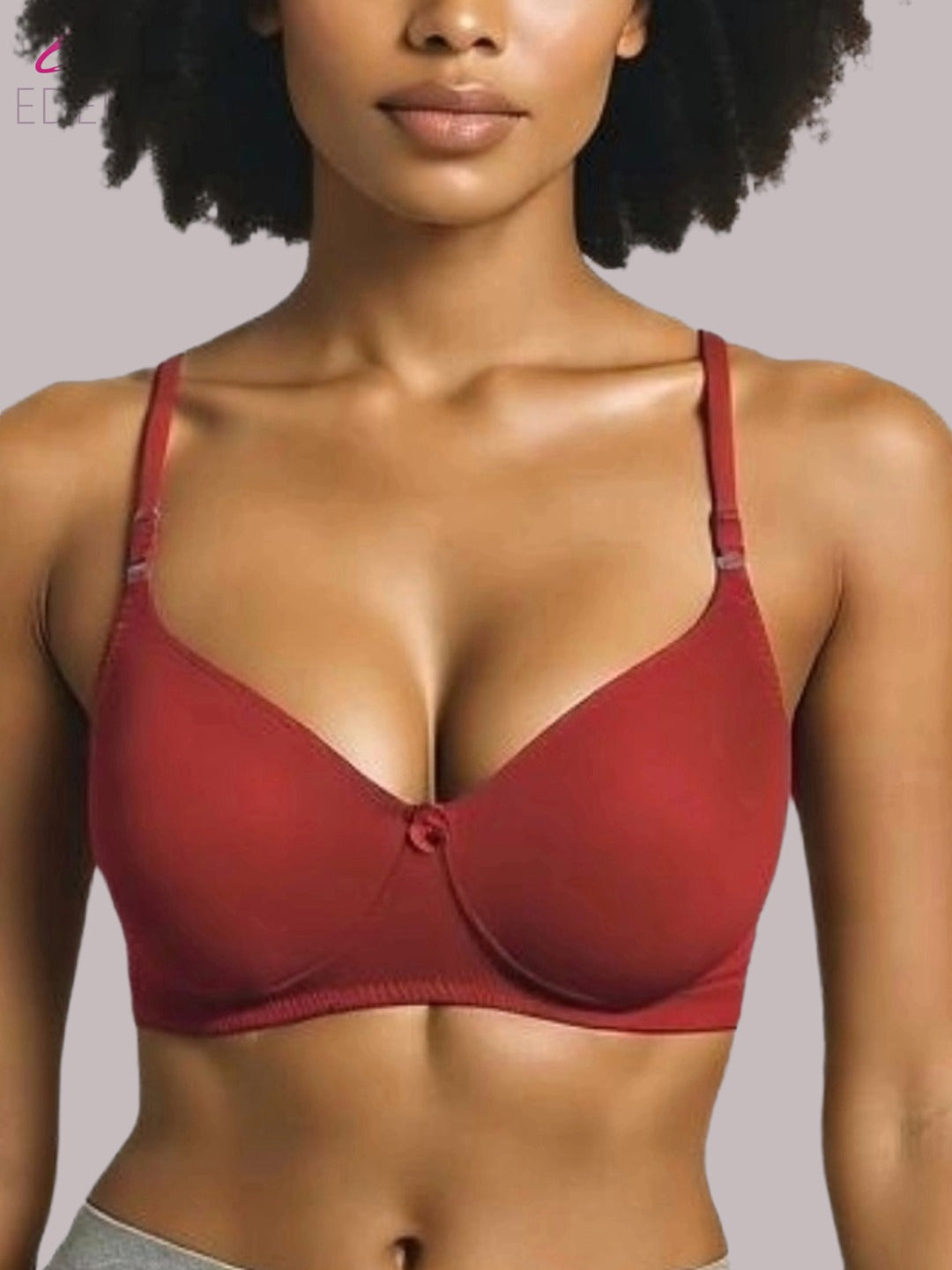 Wirefree ,Non Padded, Cotton ,Medium Coverage, Tshirt Bra ,Red