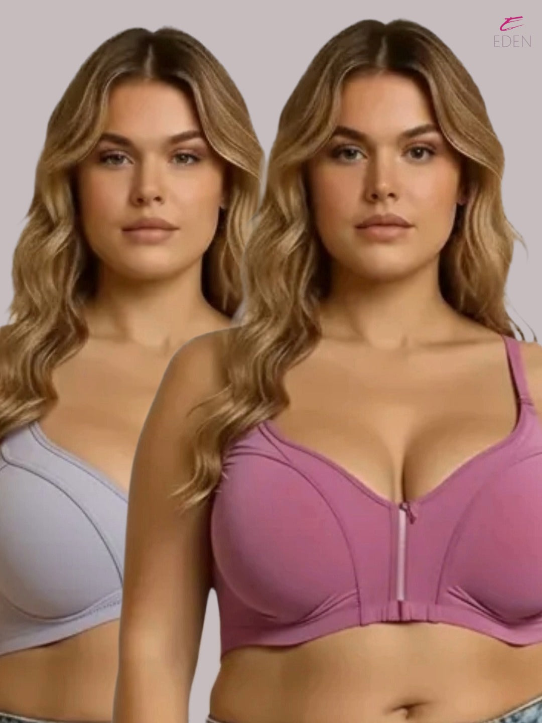 Eden,Plus Size ,Minimizer Bra ,Full Coverage ,Nonwired, Non Padded ,super support ,lacy bra,Mauvepink-Grey,Pack of 2