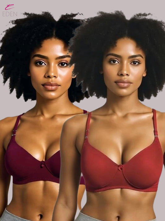 Wirefree ,Non Padded, Cotton ,Medium Coverage, Tshirt Bra ,Maroon-Red