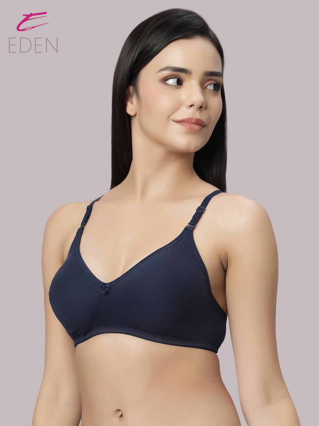 Lightly Padded, Non-Wired ,Simply Soft, T-Shirt Bra,Navyblue