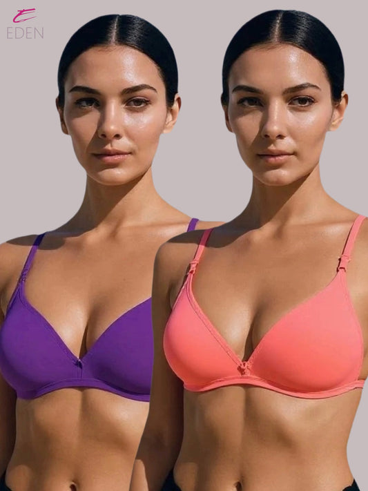 Wirefree, Non Padded, Cotton, Medium Coverage, Tshirt Bra ,Purple-Tomato