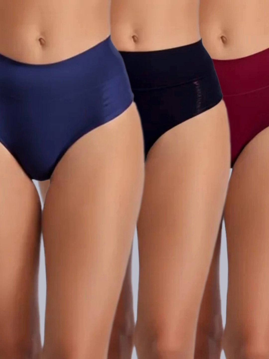 High Rise,Full Coverage,Tummy Tucker, Solid Panty, Inner Elastic,Broad Band,Navyblue,Black,Maroon,pack of 3