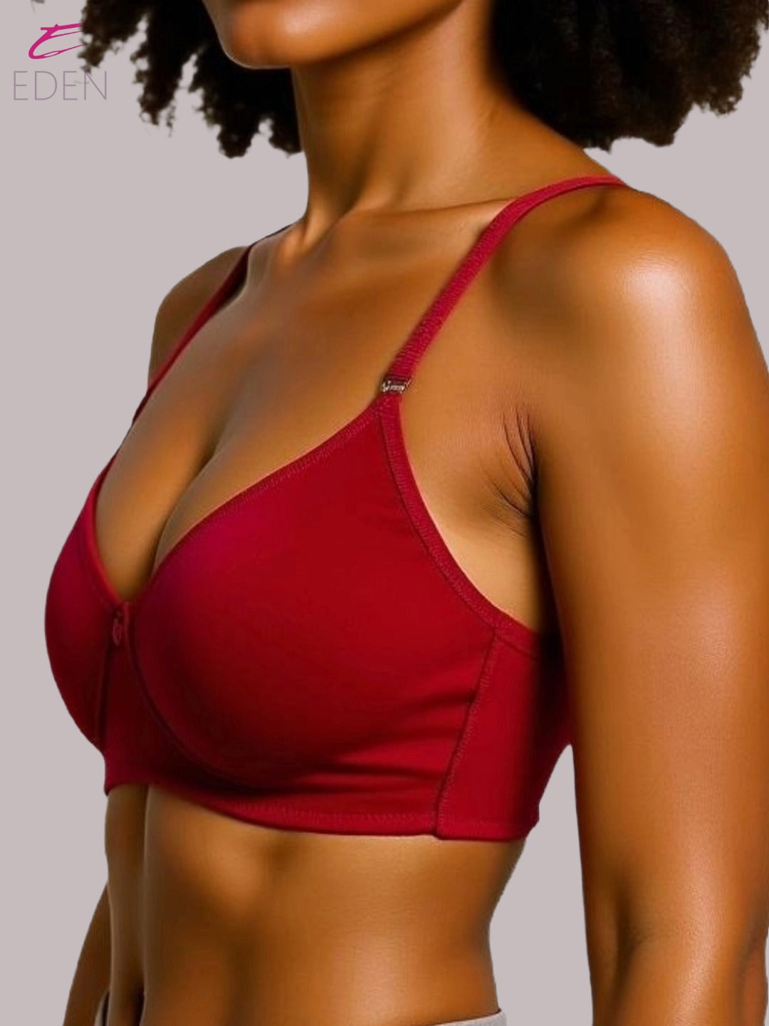 Wirefree ,Non Padded, Cotton ,Medium Coverage, Tshirt Bra ,Red
