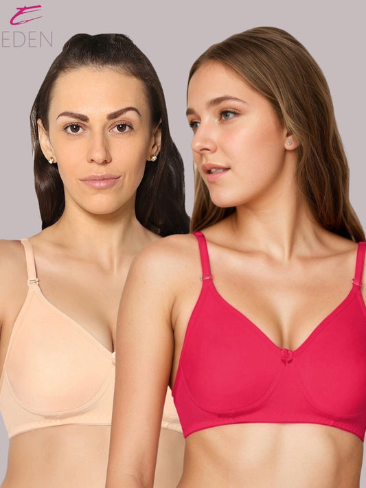 Lightly Padded, Non-Wired ,Simply Soft, T-Shirt Bra,Skin-magenta