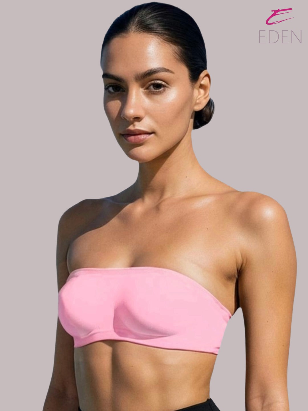 Non Padded, Non-Wired, Simply Soft, Strapless , Seamless, Bandeau Bra ,Slip On ,Nylon,Pink