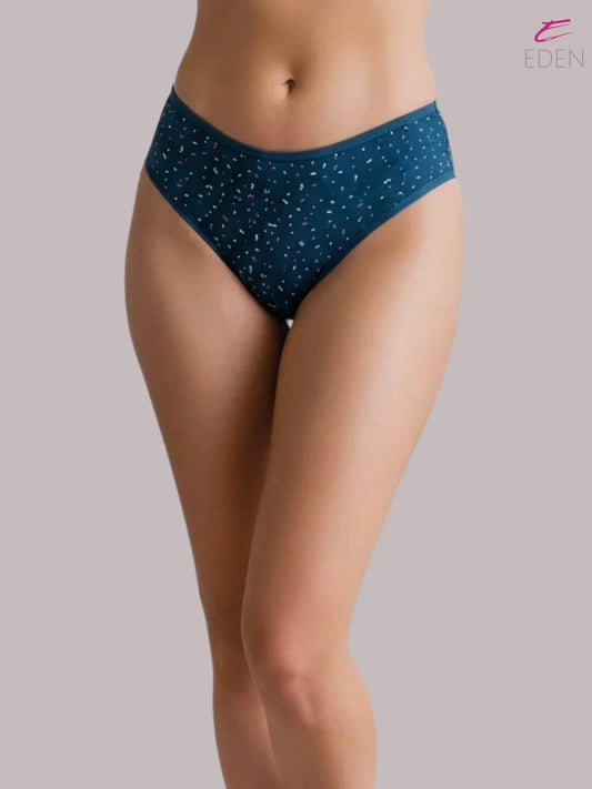 Eden ,Medium Rise, Full Coverage,  Outer Elastic,Printed,Hipster Panty-OE0 42,Midnightblue