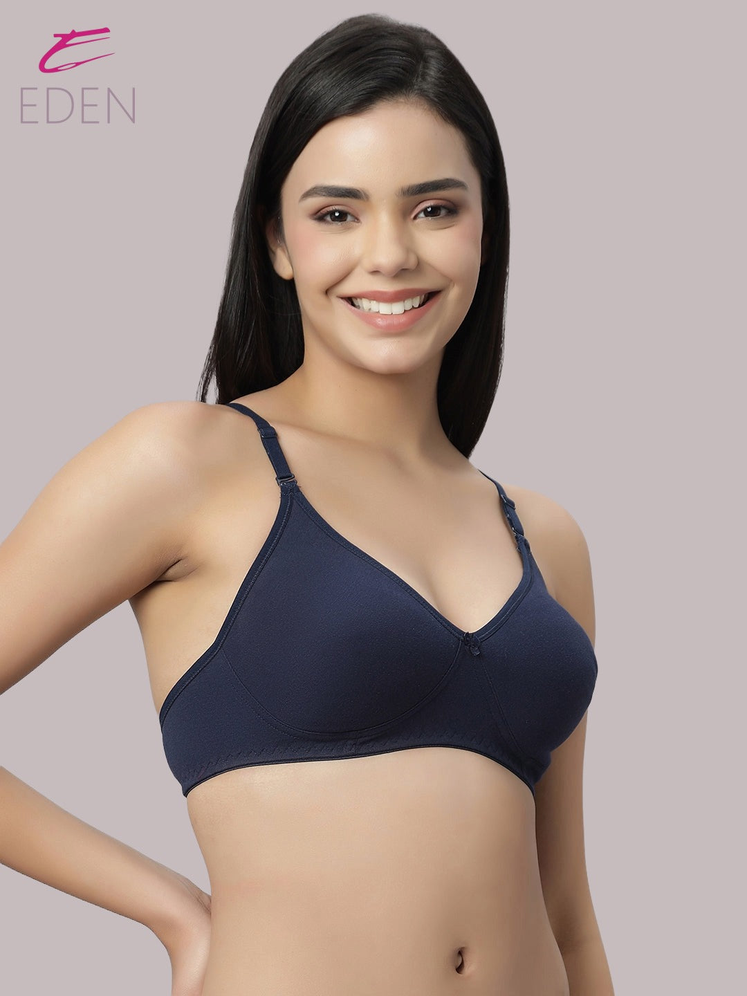 Lightly Padded, Non-Wired ,Simply Soft, T-Shirt Bra,Navyblue