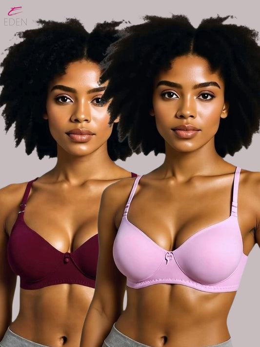 Wirefree ,Non Padded, Cotton ,Medium Coverage, Tshirt Bra ,Maroon-Pink