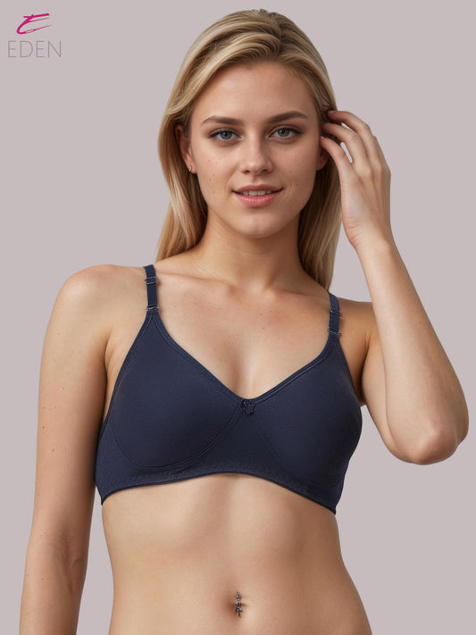 Lightly Padded, Non-Wired, Simply Soft, T-Shirt Bra ,Navyblue