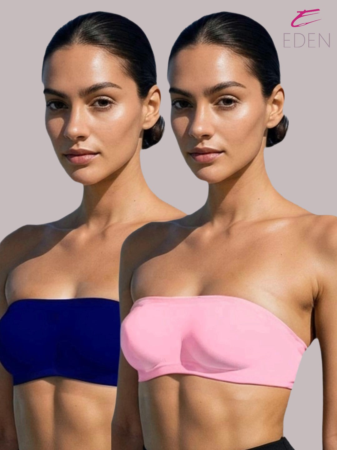 Non Padded, Non-Wired, Simply Soft, Strapless , Seamless, Bandeau Bra ,Slip On ,Nylon,Pink,Navy