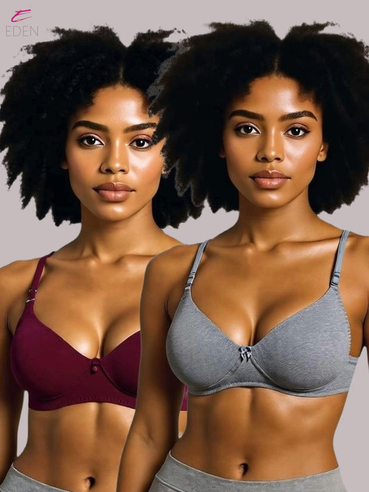 Wirefree ,Non Padded, Cotton ,Medium Coverage, Tshirt Bra ,Maroon-Grey