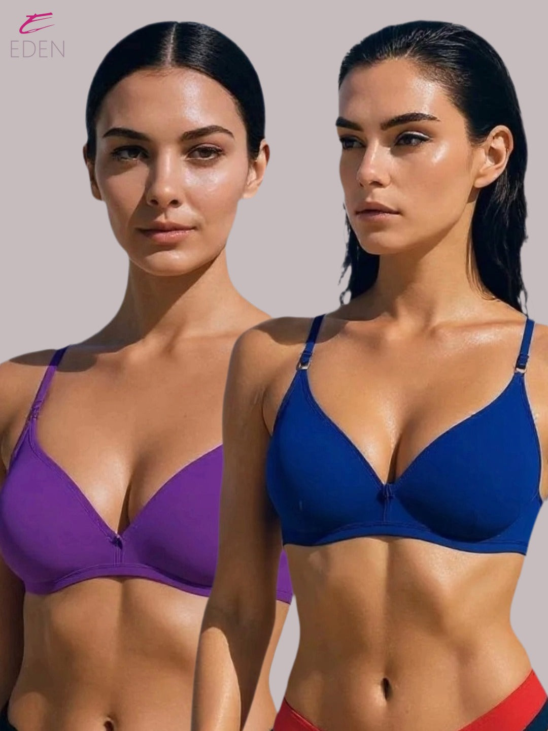 Wirefree, Non Padded, Cotton, Medium Coverage, Tshirt Bra ,Royalblue-Purple