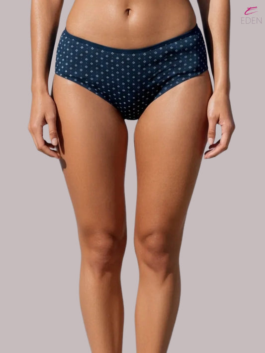 High Rise,Full Coverage,Hipster, Printed Panty, Outer Elastic,Navyblue