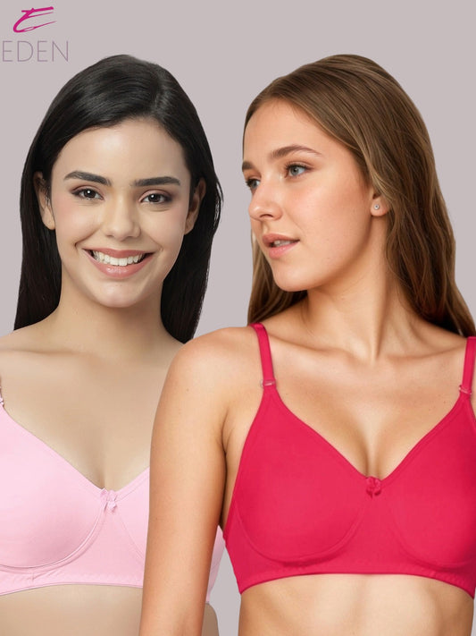 Lightly Padded, Non-Wired ,Simply Soft, T-Shirt Bra,Magenta-Pink