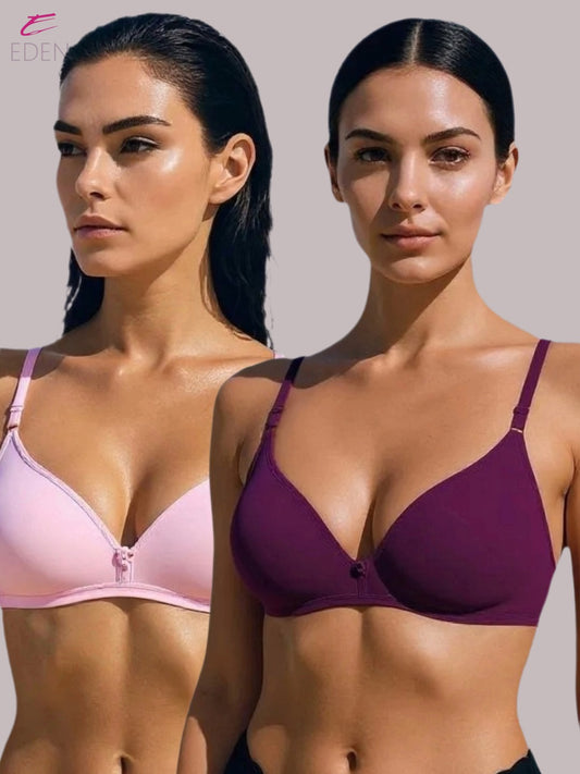 Wirefree, Non Padded, Cotton, Medium Coverage, Tshirt Bra ,Pink-Wine