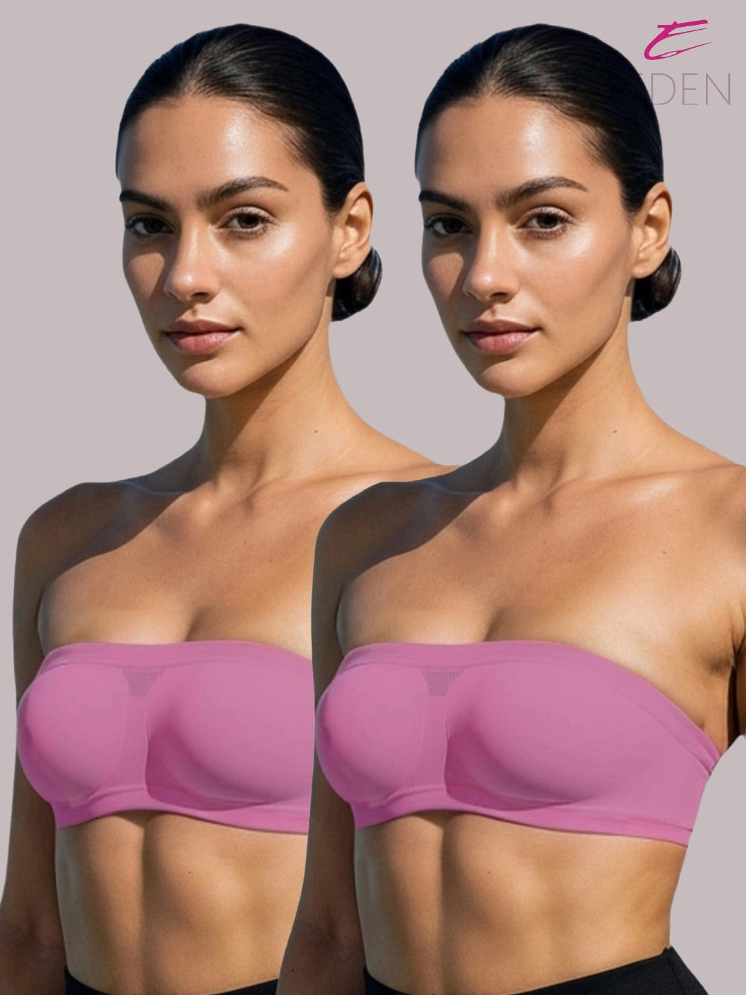 Non Padded, Non-Wired, Simply Soft, Strapless , Seamless, Bandeau Bra ,Slip On ,Nylon,Onionpink