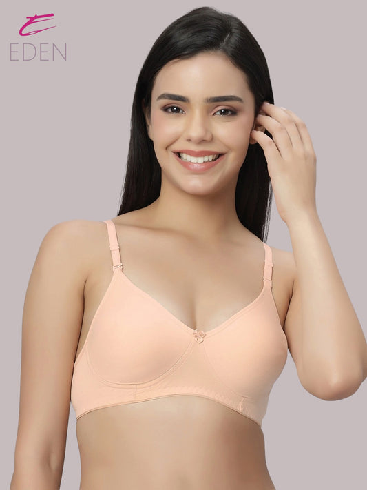 Lightly Padded, Non-Wired ,Simply Soft, T-Shirt Bra,Peach