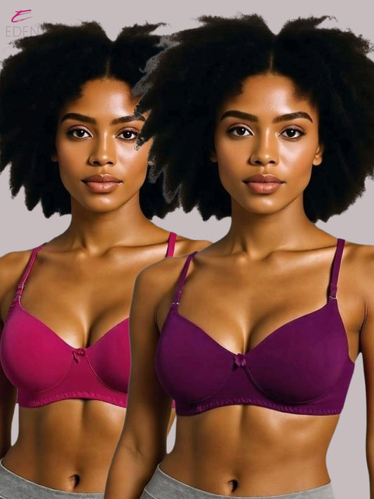 Wirefree ,Non Padded, Cotton ,Medium Coverage, Tshirt Bra ,Magenta-Wine
