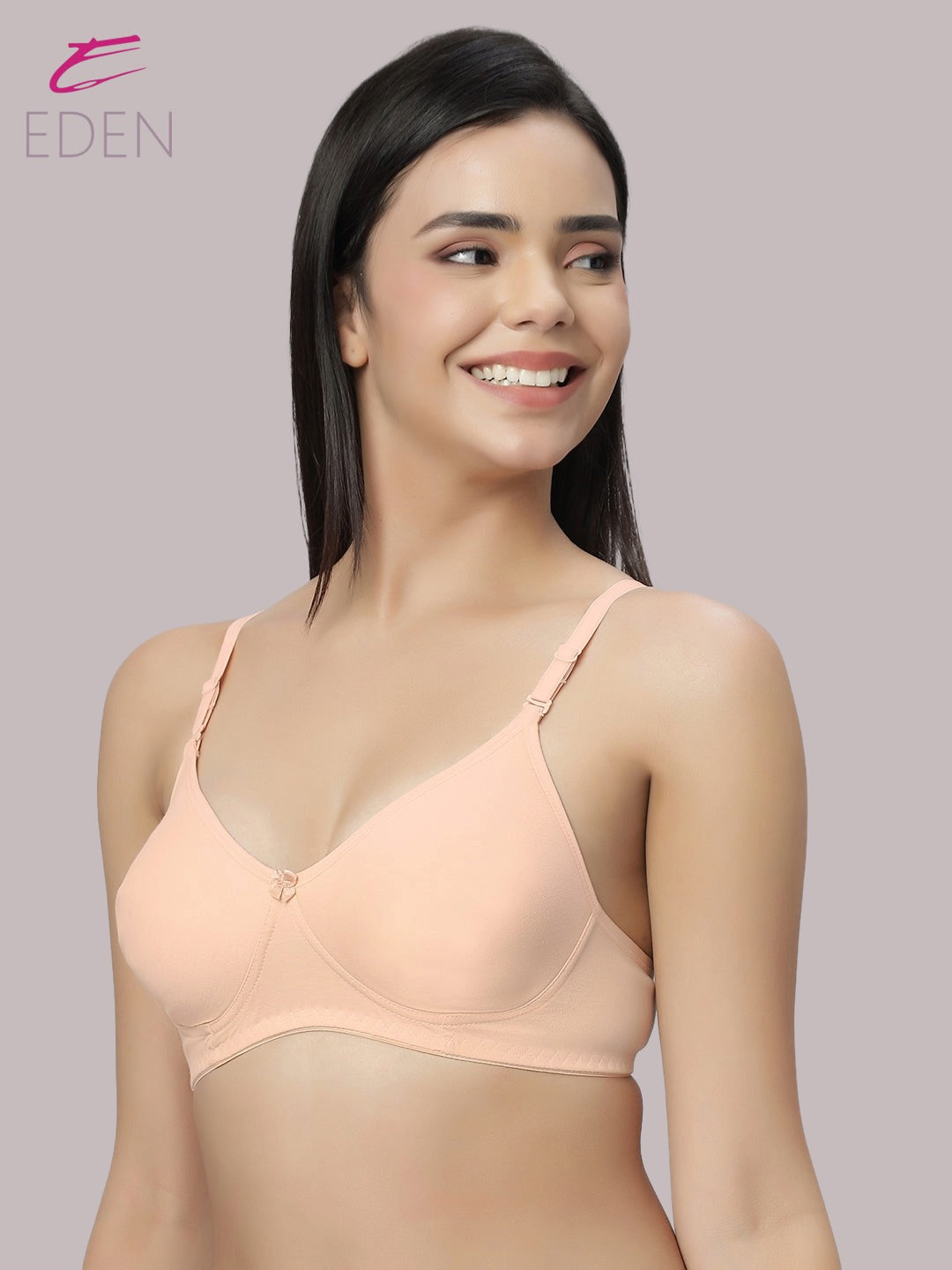 Lightly Padded, Non-Wired ,Simply Soft, T-Shirt Bra,Peach