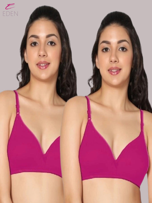 Wirefree, Non Padded, Cotton, Medium Coverage ,Tshirt Bra, Magenta