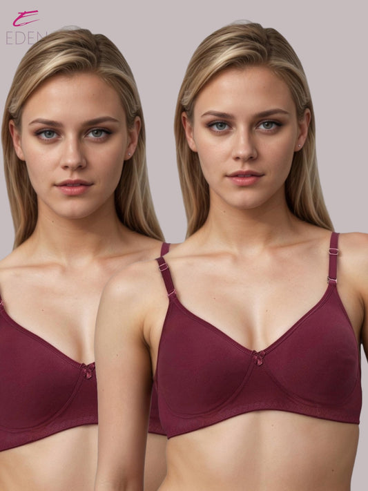 Lightly Padded, Non-Wired, Simply Soft, T-Shirt Bra ,Maroon