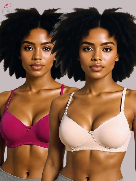 Wirefree ,Non Padded, Cotton ,Medium Coverage, Tshirt Bra ,Magenta-Skin