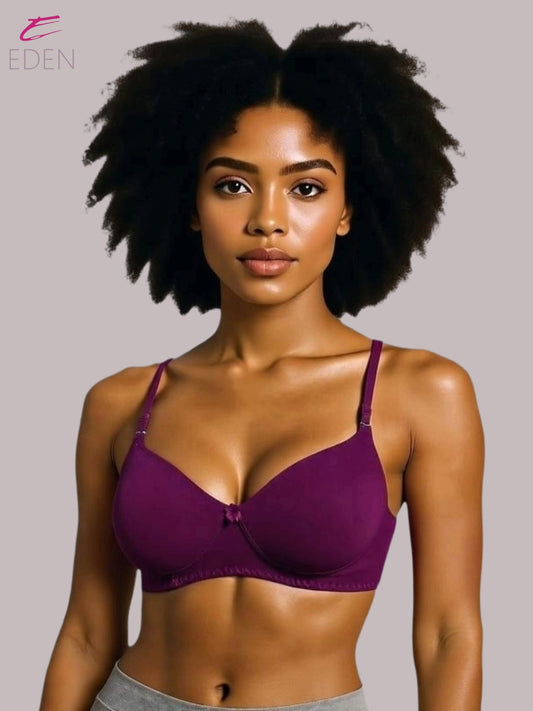 Wirefree ,Non Padded, Cotton ,Medium Coverage, Tshirt Bra ,Wine