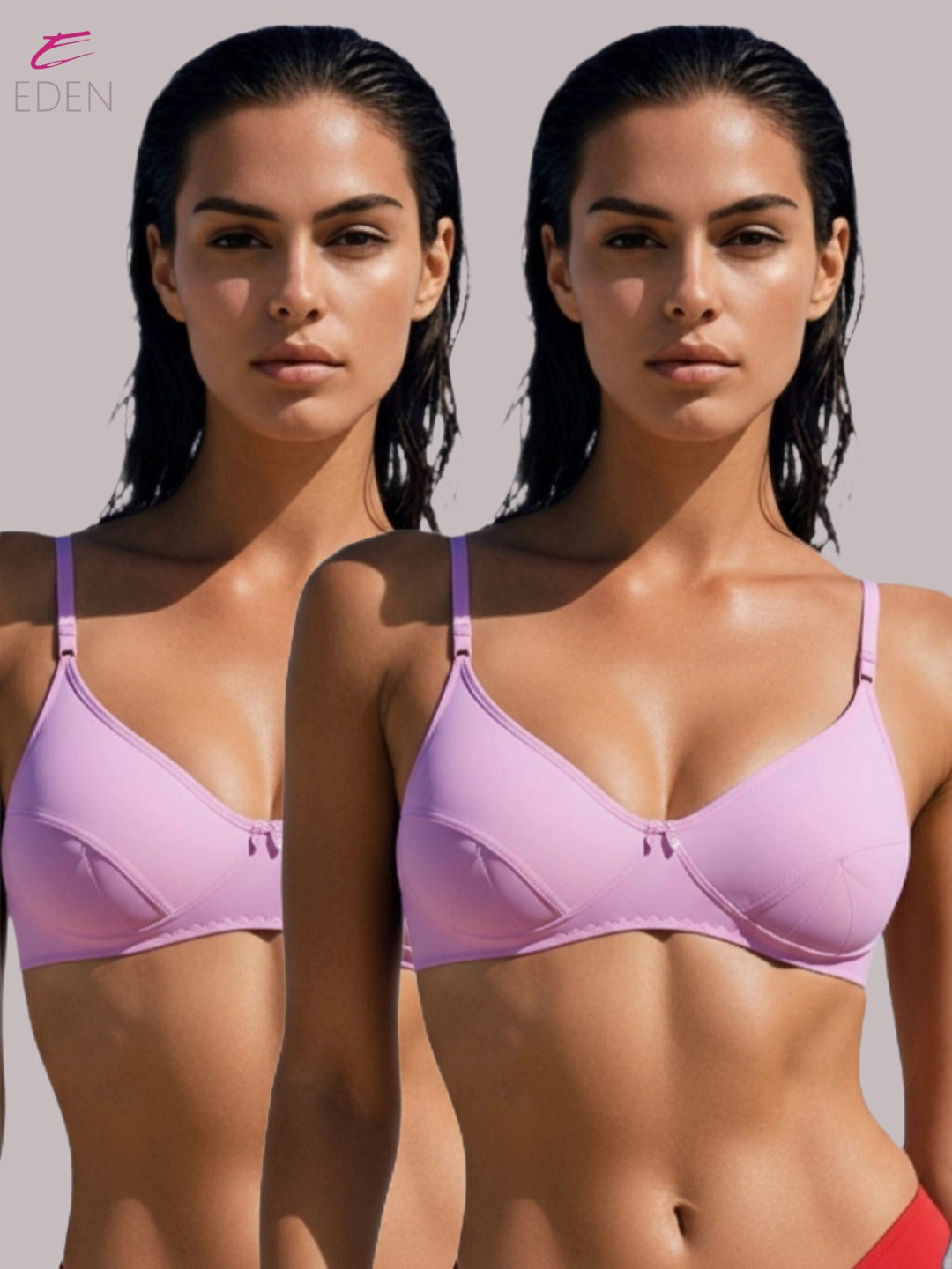 Wirefree, Non Padded, Soft Cotton ,Medium Coverage, Tshirt Bra ,Pink
