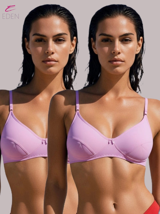 Wirefree, Non Padded, Soft Cotton ,Medium Coverage, Tshirt Bra ,Pink