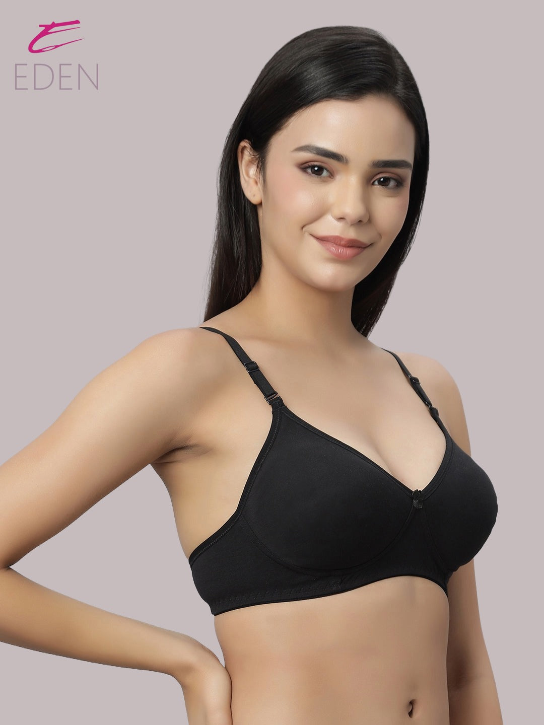 Lightly Padded, Non-Wired ,Simply Soft, T-Shirt Bra,Black