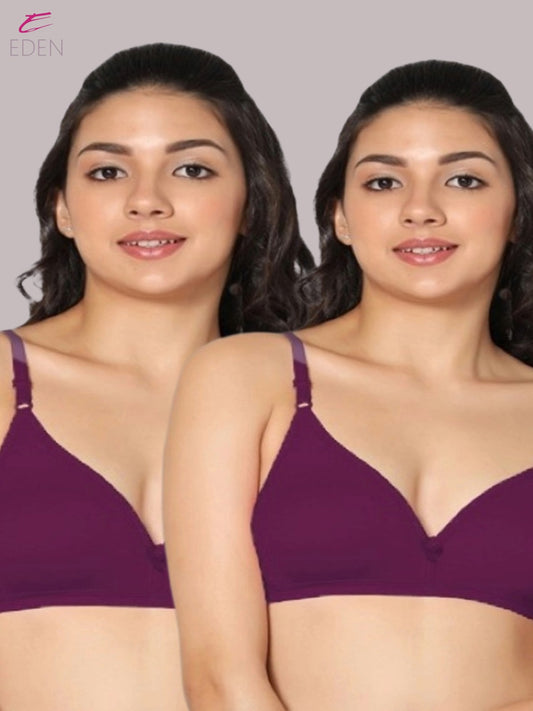 Wirefree, Non Padded, Cotton, Medium Coverage ,Tshirt Bra, Wine