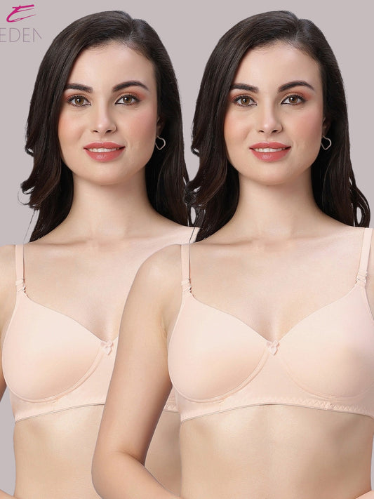 Wirefree ,Padded ,Plus Size, pc interlock, Medium Coverage, Tshirt Bra,Skin