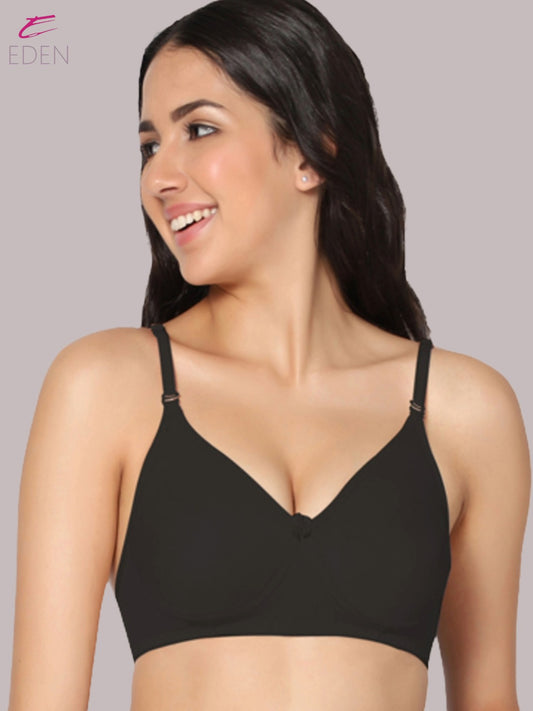 Lightly Padded, Non-Wired, Simply Soft, T-Shirt Bra ,Black