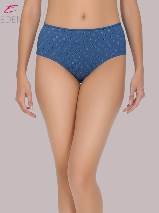 Eden High Rise ,Full Coverage Hipster, Panty,Blue
