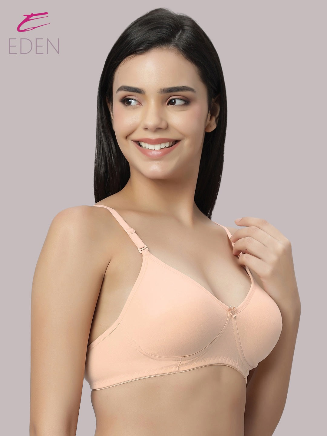 Lightly Padded, Non-Wired ,Simply Soft, T-Shirt Bra,Peach
