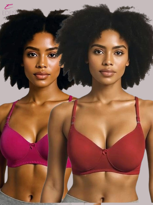 Wirefree ,Non Padded, Cotton ,Medium Coverage, Tshirt Bra ,Magenta-Red