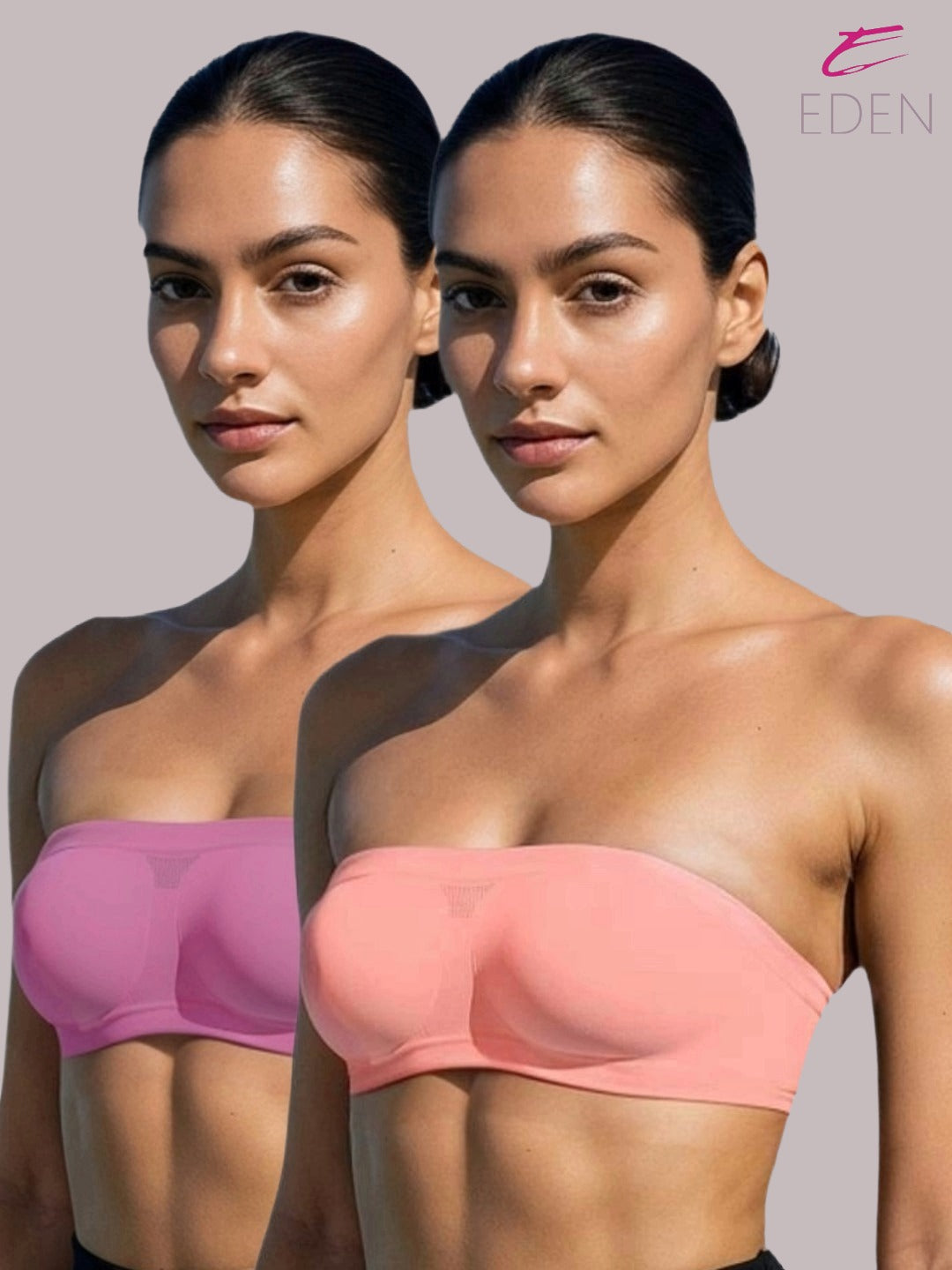 Non Padded, Non-Wired, Simply Soft, Strapless , Seamless, Bandeau Bra ,Slip On ,Nylon,Onionpink,peach
