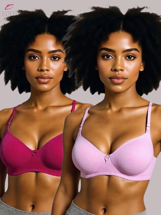 Wirefree ,Non Padded, Cotton ,Medium Coverage, Tshirt Bra ,Magenta-Pink