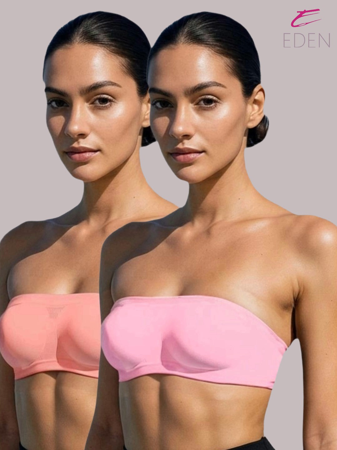 Non Padded, Non-Wired, Simply Soft, Strapless , Seamless, Bandeau Bra ,Slip On ,Nylon,peach ,Pink
