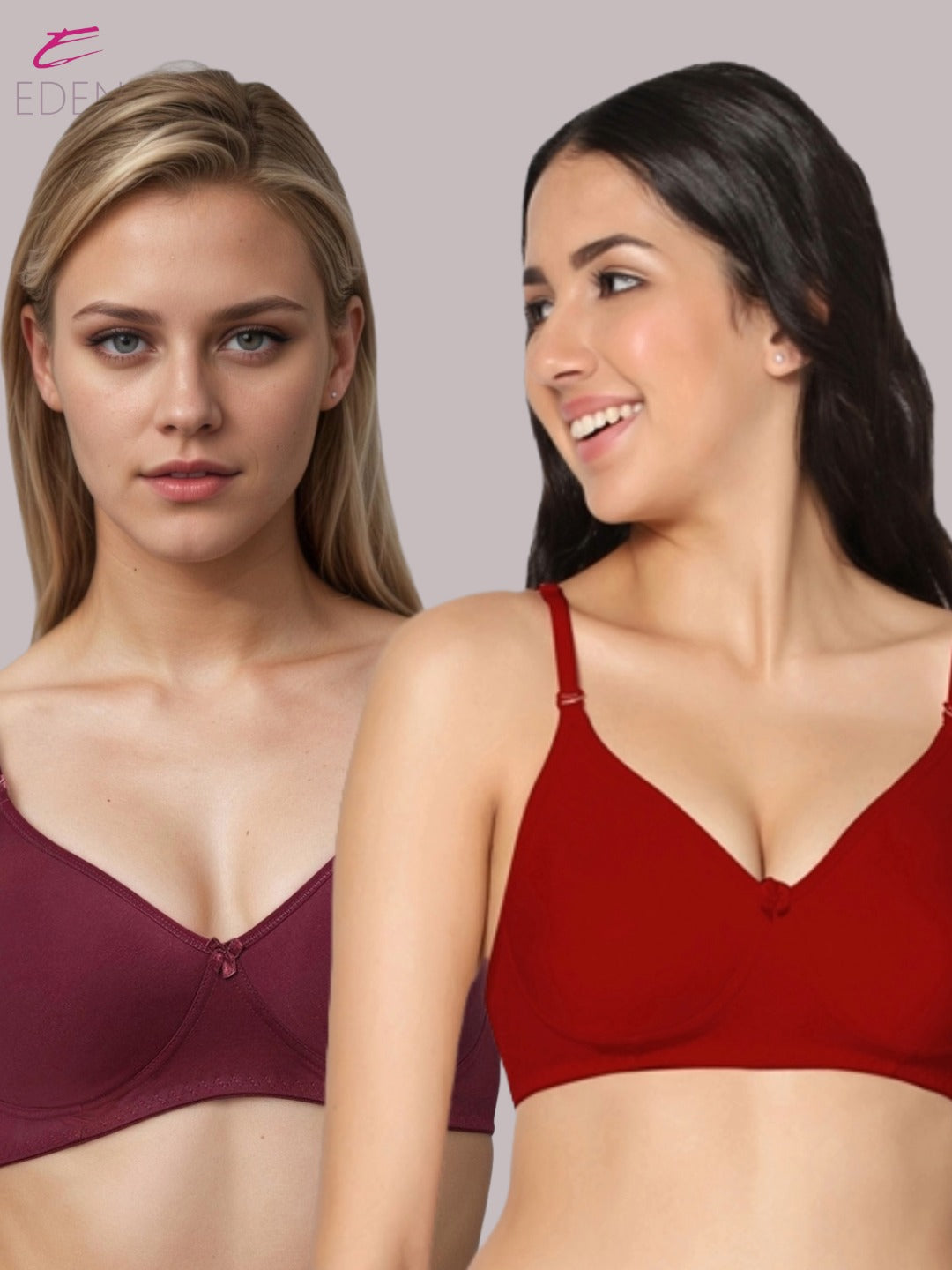 Lightly Padded, Non-Wired, Simply Soft, T-Shirt Bra ,Maroon-Red