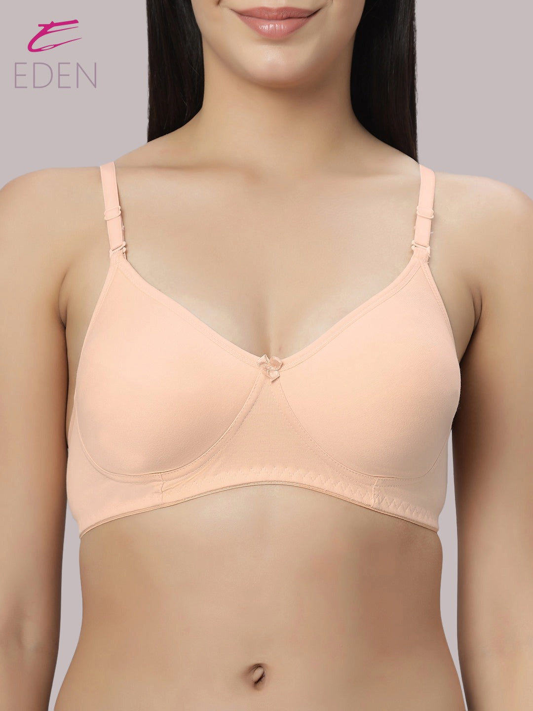 Lightly Padded, Non-Wired ,Simply Soft, T-Shirt Bra,Peach